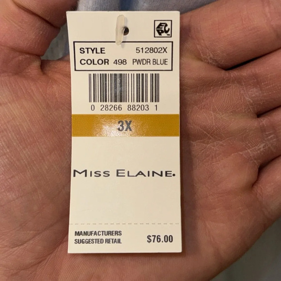 NWT MISS ELAINE WOMAN 3X LOUNGEWEAR/SLEEPWEAR/PAJAMA BLUE CUDDLEKNIT POPOVER - Picture 4 of 17